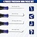 WORKPRO 4-Piece Precision Pick and Hook Set with Pouch, Angled Pick, Straight Pick, 90-degree Pick, Full Hook, Mini Pick Set Mechanic, Remove Small Fuses, Wire Plugs and 