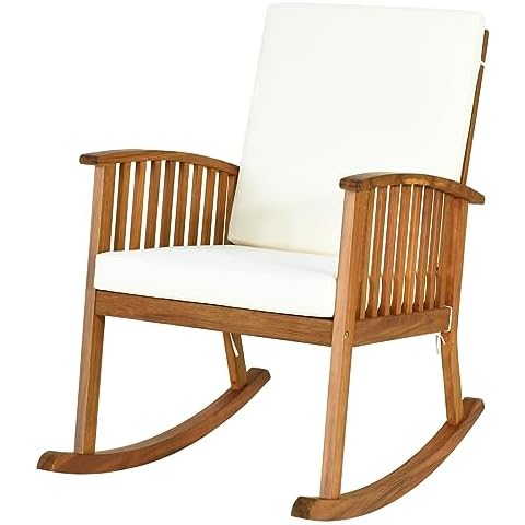 RELAX4LIFE Wooden Rocking Chair Set Cover
