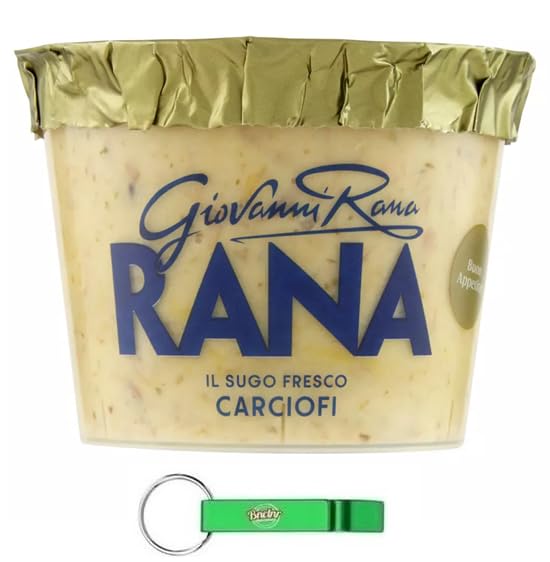 Giovanni Rana Sugo Fresco Carciofi, salsa de alcachofas frescas, pastas, salsa de cocina, 180 g, incluye llavero Beni Culinari