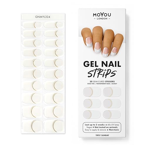 MOYOU LONDON Tiras de unhas de gel semicuradas, 20 unidades de envoltórios de gel para unhas, fácil
