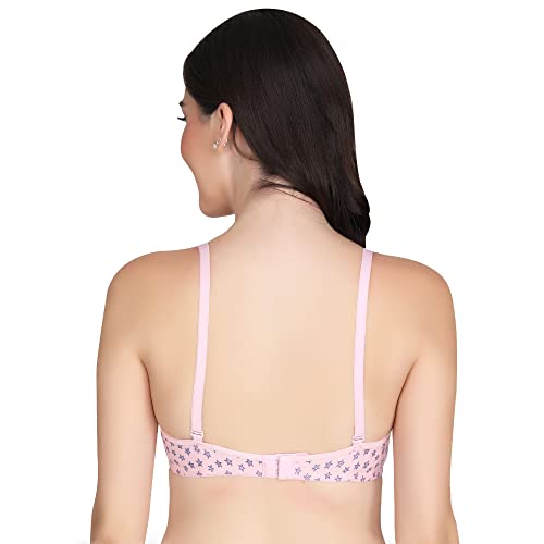 Image of Printed Half Cup Padded Bra - Made of Pure Cotton Full Coverage Non Wired Seamless Pushup Soft Cup for T-Shirt Saree Dress Sports Garment for Daily Use Everyday
