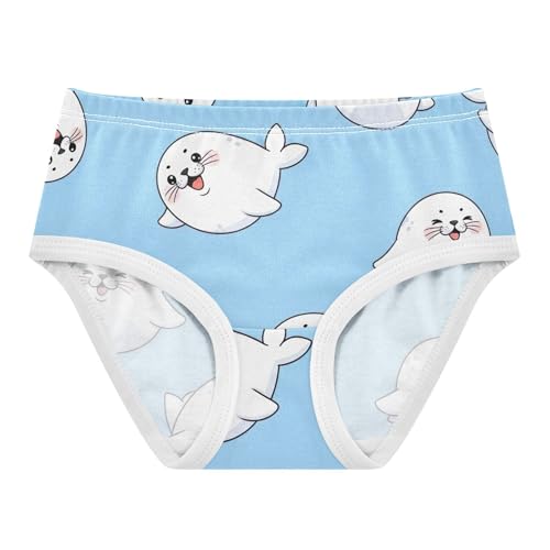 Toddler Underwear Floral 2t Cotton Cute Panties Girl Flower Briefs Underpants Cute Cartoon Seals White Blue