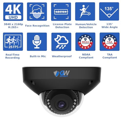 GW Security 16 Channel NVR UltraHD 4K Face Recognition NDAA & TAA Compliant Security Camera System with 12 x 8MP @25FPS Outdoor & Indoor PoE Dome Cameras, 10 Smart AI Functions (Black) by GW Security - Used condition - Image 2