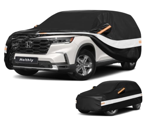 Image of 10 Layers SUV Car Cover Custom Fit for Honda Pilot (2008-2026) Waterproof All Weather for Automobiles, Outdoor Full Cover Sun UV Rain Protection with Cotton.Black