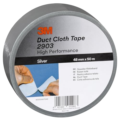3M General Purpose Duct Tape 2903, Highly Conformable, Strong Gaffa tape, 48 mm x 50 m, Silver, 1 Roll