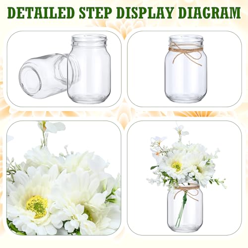 XunYee 10 Set Mason Jar Table Centerpiece with Flower Mason Jar Flower Centerpiece Vases Decor for Engagement Party Bridal Shower Centerpieces Wedding Reception Table Decor - Image 5