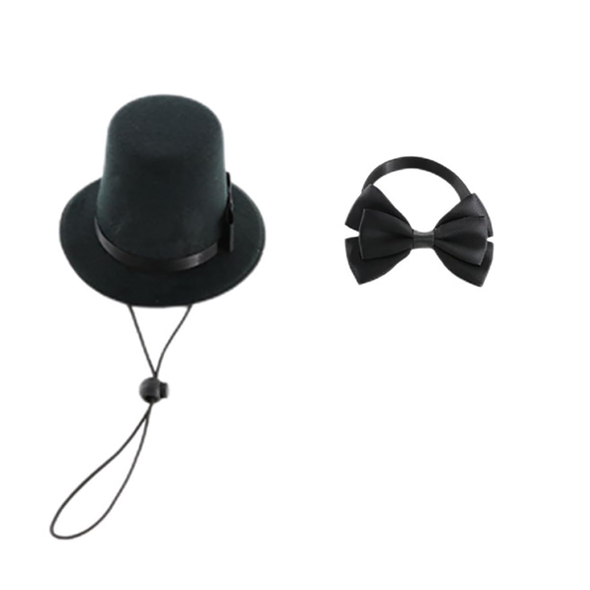 Chapeau haut de forme pour animal de compagnie avec nœud papillon - Accessoires formels pour chien et chat - Costume western pour fête d'anniversaire - Noir