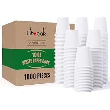 LITOPAK 1000 pack 10 oz Disposable Paper Coffee Cup, Hot Paper Coffee Cups, 10 oz White Paper Cups for Offices, Schools, Shops, Restaurants