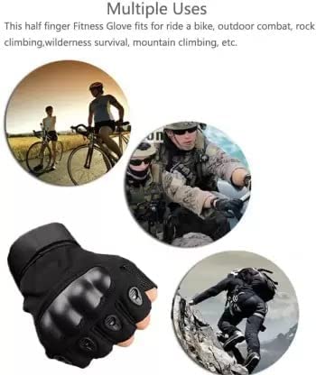 Image of Gloves for Men Bike Riding Half Finger | Hard Knuckle Protection, Breathable & Adjustable Wrist Strap | Hand Gloves for Bike Riding /Cycling, Gym & Outdoor Activities | Army Green - 1 Pair (Army Green)