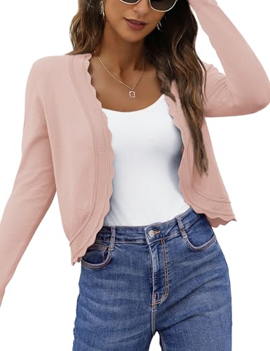 Image of OmicGot Women's Long Sleeve Cardigan Sweaters Open Front Cropped Bolero Shrugs for Dresses S-XL