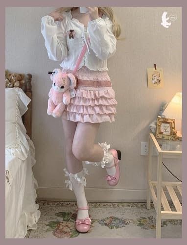 Elastic Waist Lolita Cake Mini Skirts for Women Girls High Waist Pleated Skirt Y2K Layered Skirt3