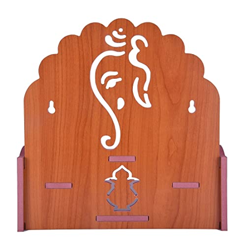 Image of Wooden Wall Mounted Hanging Puja Temple Wood God Stand for Pooja Room | Mandir Devghar Stand Temple Home Temple Home Wall Temple Waterproof (TEMPLE-003-401)