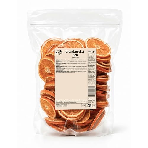 KoRo - Getrocknete Orangenscheiben 500 g - Als Gewürz Deko oder Garnitur - Für Cocktails Tee und Glühwein - Ganzjährig fruchtiges Orangenaroma - 100 % Orange
