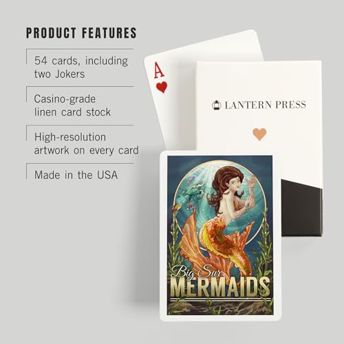 Lantern Press Big Sur California Mermaids 52 Cartas Póker miniatura 3