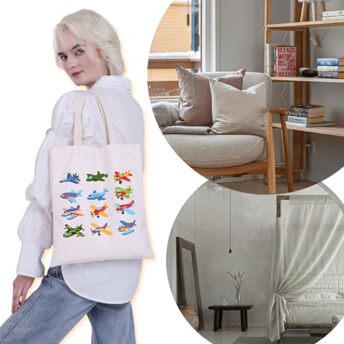 VAMSII Airplane Tote Bag Airplane Lover Gift Pilot Internship Gift Aviation Staff Gift Type Of Aircraft (Airplane tote)3