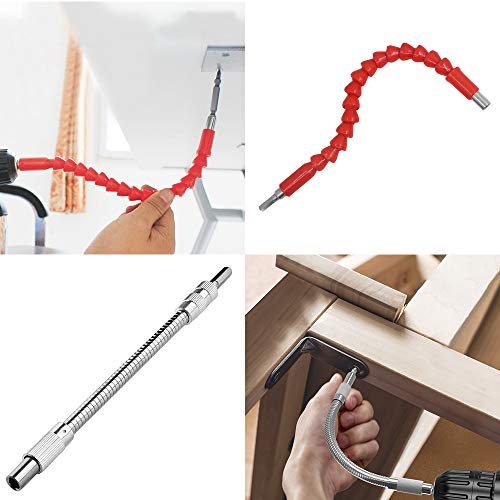 4 Pcs Flexible Drill Bit Extension, Finegood Soft Drill Connection Adaptor Screwdriver Extension Shaft For Power Drill #TOP2