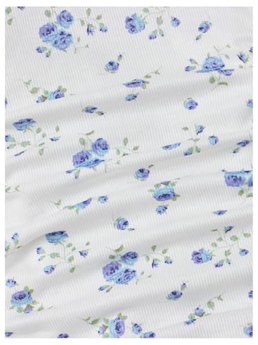 SHENHE Girl's Bodycon Short Sleeve Floral Dress Ruched Drawstring Summer Ribbed Tshirt Dress4