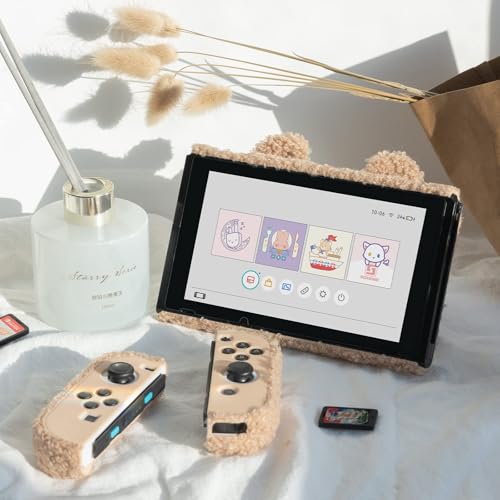 GeekShare Cute Plush Protective Case Cover Compatible with Switch - Shock-Absorption and Anti-Scratch - Plush Bear - Image 6