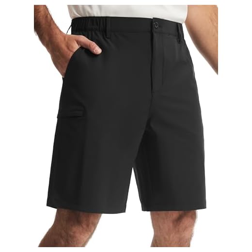 Libin Men's Golf Shorts 9" UPF 50+ Lightweight Dress Work Summer Bermuda Shorts Quick Dry Casual Flat Front Dry Fit Stretch Shorts with Pockets for Golf, Travel, Tennis, Outdoor, Black (D), 36
