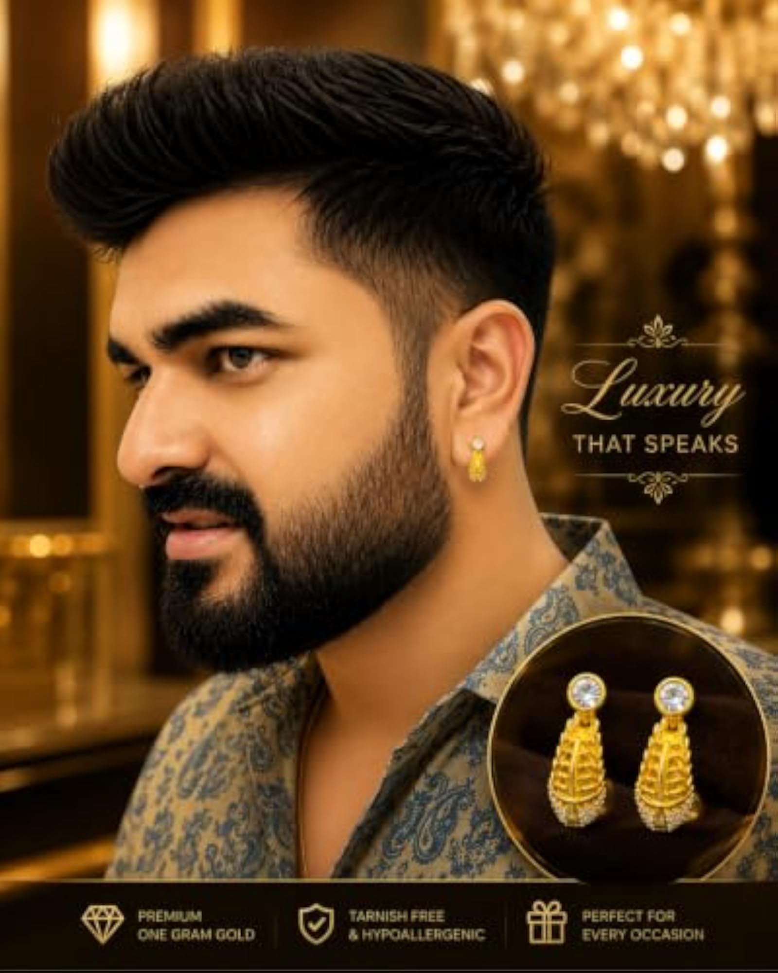 Plated Bali Huggie Hoop Earrings with CZ Stones