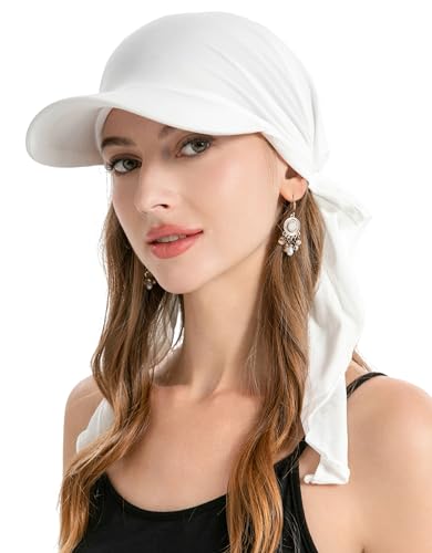 ZLYC Gorra de Mujer con Visera y Visera, Blanco sólido., Talla única