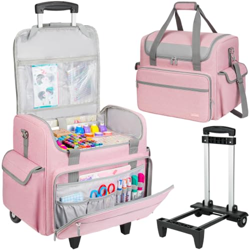 Image of Rolling Craft Bag, Large Craft Bag with Wheels for Scrapbook Supplies