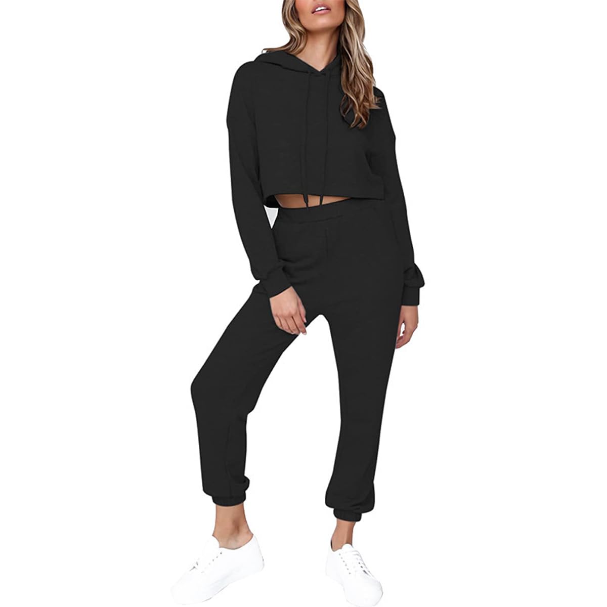 KISSQIQI Womens 2 Piece Loungewear Set Hoodie Jogger Heathered Activewear for Casual Home Errands