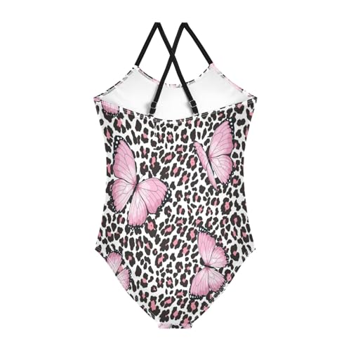 Bolaz Girls Swimsuits One-Piece Bathing Suits Multicolor Kids Sport Summer Beach Swimwear for 3-10 Years Old-Pink Butterfly32