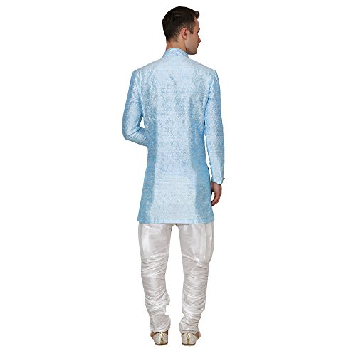 Image of Royal Kurta Men's Jacquard Silk Floral Print Indowestern Sherwani