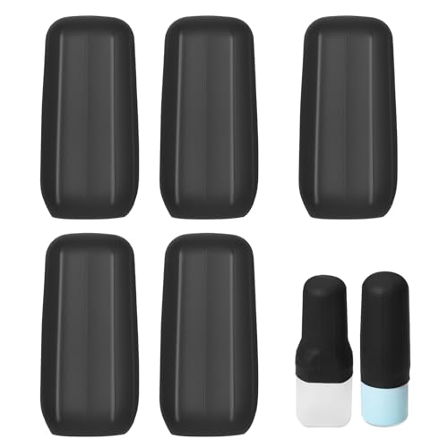 5 PCS Silicone Travel Bottle Covers, Reusable Elastic Leak Proof Sleeves For Shampoo Conditioner Toiletry Containers, Cruise Beach Vacation Essentials, Prevent Leakage Solution (Black)