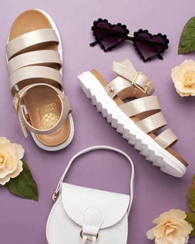 Image of Vince Camuto Girls' Sandals - Open Toe Summer Dress Shoes Strappy Platform Sandals with Adjustable Ankle Strap