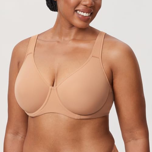 Image of DELIMIRA Women's Inbarely Plus Full Coverage Bra Plus Size Underwire Unlined Seamless Bras