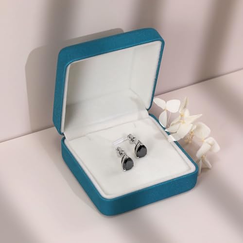 Hitlinker Moissanite Studs Earrings for Women, Sterling Silver Teardrop Round/Pear Cut Lab Created Studs D Color Brilliant Hypoallergenic Earrings (1.6-2ct) (Black-1ct*2) — view 6