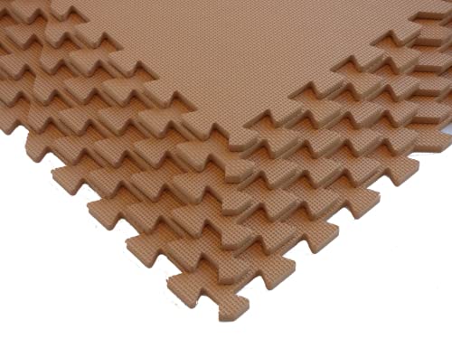 TAN 48 SQ Ft Pack foam interlocking mats anti fatigue exercise flooring safety gym multi purpose floor mat RC race track racetrack yoga pilates eva garage tradeshow booth retail miniatura 1