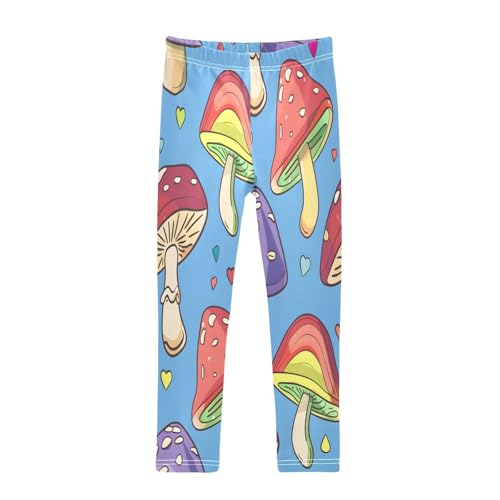 Bolaz Toddler Girls Leggings Printed Yoga Pants Leggings Purple Pink Mushroom for Kids