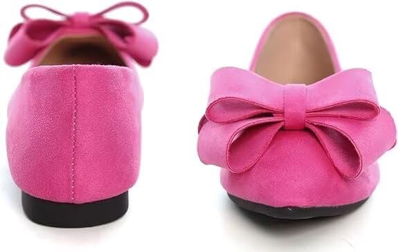 Image of SAILING LU Womens Bowknot Ballet Flats Pointy Toe Suede | Casual Flat Shoes, Dressy Wear to Work, Moccasins, Slip-Ons