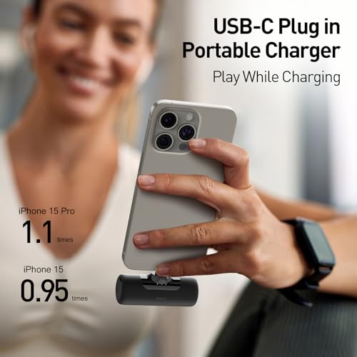 Image of iWALK Portable Charger for iPhone 15 /16 /17, Power Bank with Build-in USB C Connector, 4,500mAh Battery Pack Phone Charger for iPhone Series, Samsung S22 /23 /S24 Series and Android, Black