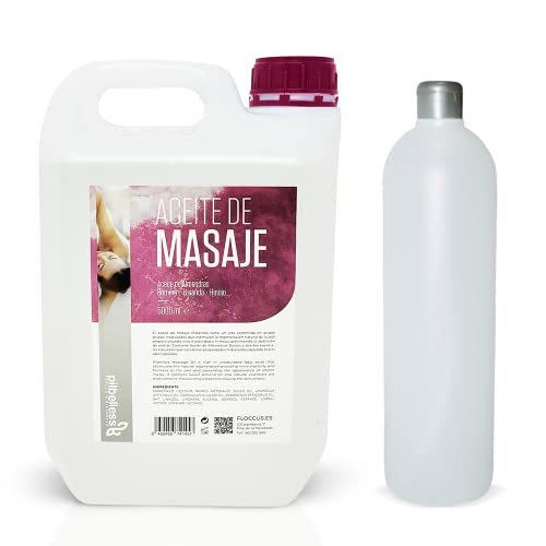 Aceite de Masaje de Almendras Dulces, Romero, Lavanda e Hinojo con Botella Rellenable 500 mL | Aceite corporal | 5L Cover