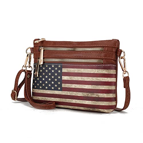 Image of J'OMOR BY MIA Crossbody Bag for Women, American Flag Shoulder Bag, Vegan Leather Wristlet Bag Handbag Purse