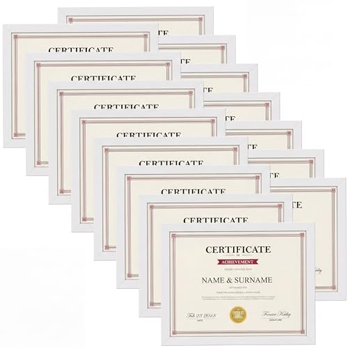 Giftgarden 8.5x11 Wooden Picture Frame Set of 15, White 8.5 by 11 Certificate Frames for Award Document Diploma Wall or Tabletop Display