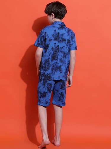 Image of Li'l Tomatoes Boys 100% Cotton Night Suit | Summer Printed Shirt & Shorts Set | Soft & Breathable Sleepwear | 9-16 Years