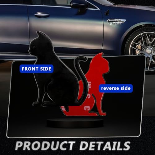 Image of Juren 3D Metal Car Sticker Metal Cat Adhesive Car Badge Emblem Sticker for Universal Cars Moto Bike Car Decoration (Black) (JU-CAT-Sticker)