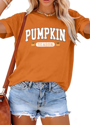 Pumpkin Season Shirt for Women Fall Graphic T Shirt Cute Halloween Tee
