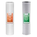 iSpring F2WGB22B 4.5” x 20” 2-Stage Whole House Water Filter Replacement Pack Set with Sediment and Carbon Block Cartridges, Fits WGB22B, white