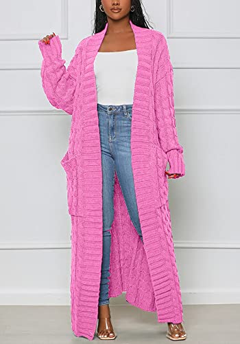 Image of Tcremisa Long Cable Knit Cardigans for Women Chunky Maxi Sweater Coat