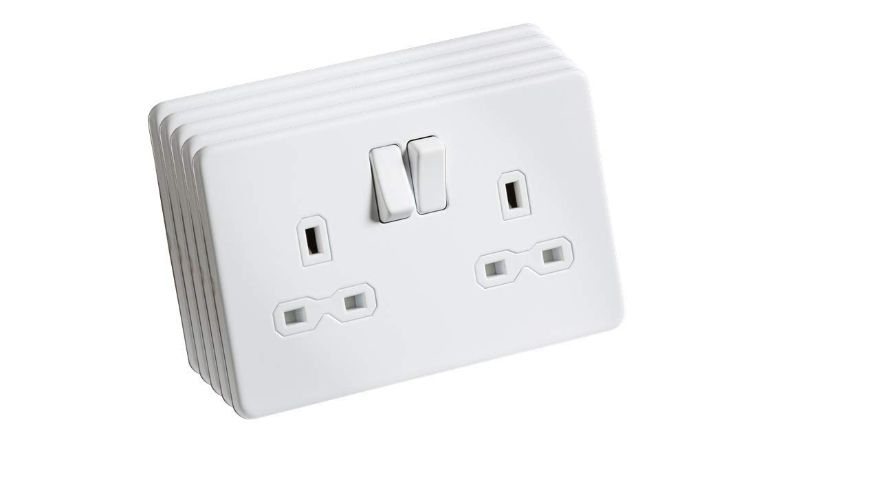 Prise sans vis 13A 2G DP blanc mat ideale pour salon moderne