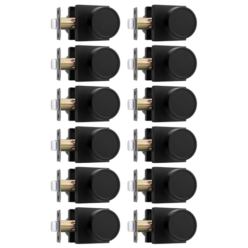 Image of Goldenwarm Matte Black Door Knobs Passage, Closet Door Knob Zinc Alloy, Contemporary Black Interior Door Knobs for Hallway, 12 Pack