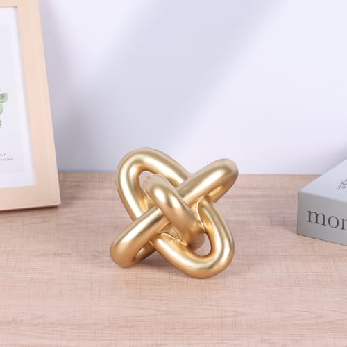 Escultura Decorativa Nudo Dorado Geométrico Moderna miniatura 5