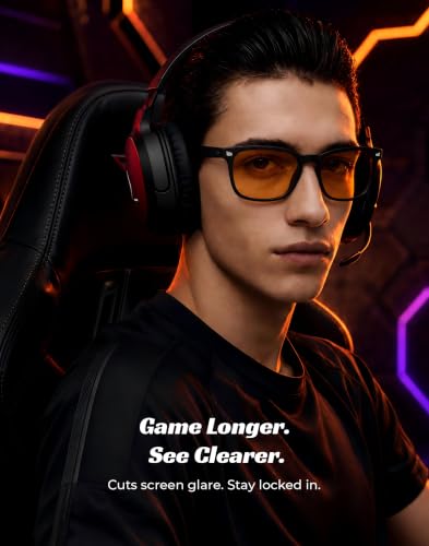 Image of TIJN Blue Light Blocking Glasses Dual AR Coatings Amber Orange Lens for Computer Gaming