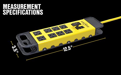 Image of Yellow Jacket 5148 Modern 8-Outlet Metal Power Block with 2 USB Ports; Yellow (Pack of 4)